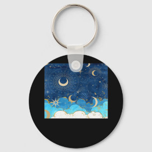 Whimsigoth Clouds Sun Moon Witchy Classic Keychain