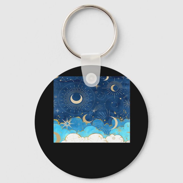 Whimsigoth Clouds Sun Moon Witchy Classic Keychain (Front)