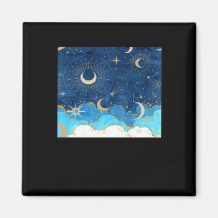 Whimsigoth Clouds Sun Moon Witchy Classic Magnet
