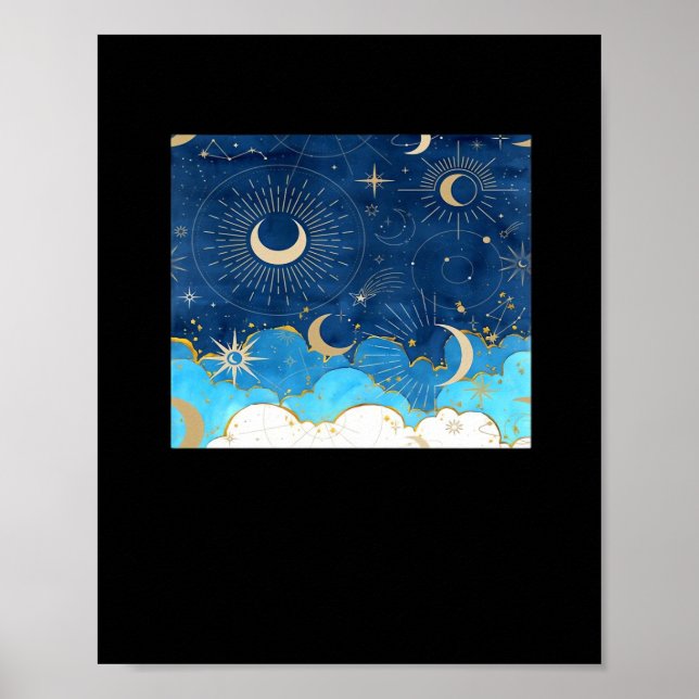Whimsigoth Clouds Sun Moon Witchy Classic Poster (Front)