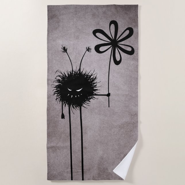 Whimsigoth Cute Goth Evil Creature Flower Vintage Beach Towel (Front)