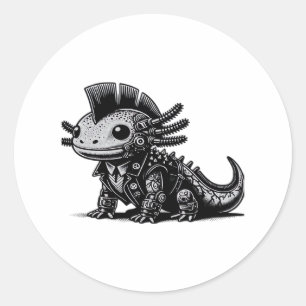 Whimsigoth Cyborg Axolotl Vintage Art Design Class Classic Round Sticker