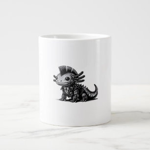 Whimsigoth Cyborg Axolotl Vintage Art Design Class Large Coffee Mug