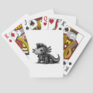 Whimsigoth Cyborg Axolotl Vintage Art Design Class Playing Cards