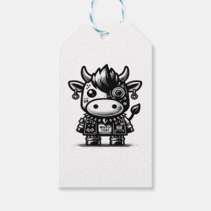 Whimsigoth Cyborg Cow Vintage Art Design Classic Gift Tags