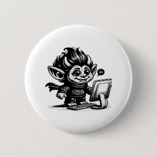Whimsigoth Cyborg Internet Troll Vintage Art Desig 2 Inch Round Button