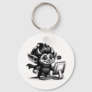 Whimsigoth Cyborg Internet Troll Vintage Art Desig Keychain
