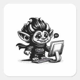 Whimsigoth Cyborg Internet Troll Vintage Art Desig Square Sticker