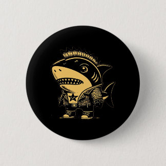 Whimsigoth Cyborg Shark Vintage Art Design 2 Inch Round Button