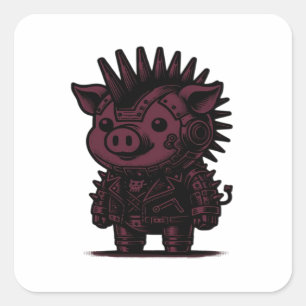 Whimsigoth Cyborg Sloth Vintage Art Design Classic Square Sticker