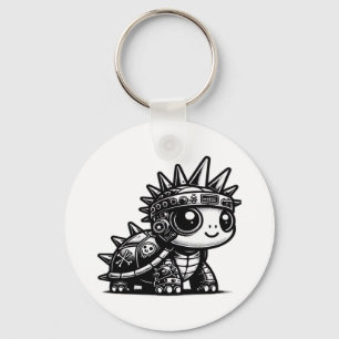 Whimsigoth Cyborg Turtle Vintage Art Design Classi Keychain