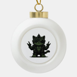 Whimsigoth Cyborg  Vintage Art Design Classic Ceramic Ball Christmas Ornament