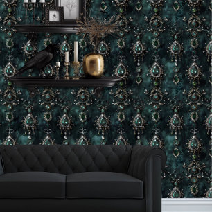 Whimsigoth Emerald Green Jewels Wallpaper