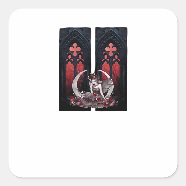 Whimsigoth Fairy Gothic Style Classic Square Sticker (Front)