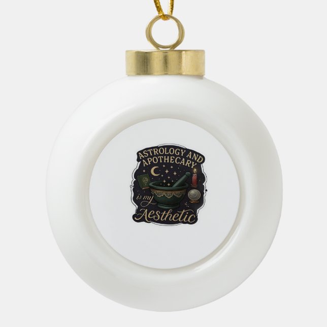 Whimsigoth Fantasy – Mystical Forests, Moons & Mag Ceramic Ball Christmas Ornament (Front)