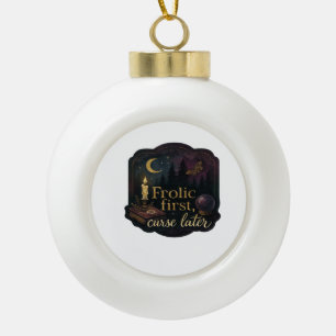 Whimsigoth Fantasy Mystical Forests, Moons & Magic Ceramic Ball Christmas Ornament