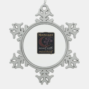 Whimsigoth Fantasy Mystical Forests, Moons & Magic Snowflake Pewter Christmas Ornament