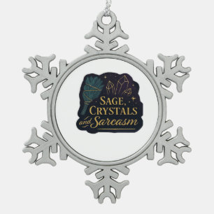 Whimsigoth Fantasy Mystical Forests, Moons & Magic Snowflake Pewter Christmas Ornament