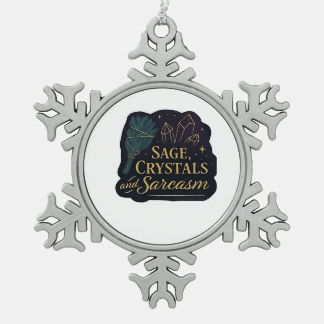 Whimsigoth Fantasy Mystical Forests, Moons & Magic Snowflake Pewter Christmas Ornament (Front)