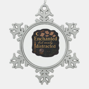 Whimsigoth Fantasy Mystical Forests, Moons & Magic Snowflake Pewter Christmas Ornament