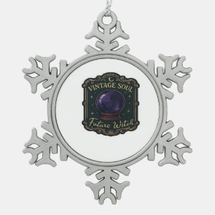 Whimsigoth Fantasy Mystical Forests, Moons & Magic Snowflake Pewter Christmas Ornament