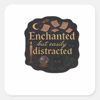 Whimsigoth Fantasy Mystical Forests, Moons & Magic Square Sticker