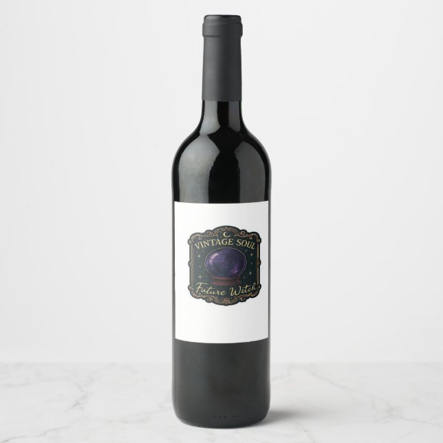 Whimsigoth Fantasy Mystical Forests, Moons & Magic Wine Label (Front)