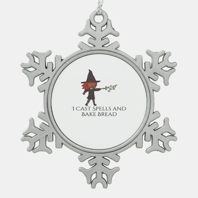 Whimsigoth Ink – Mystical Forests, Moons & Magic A Snowflake Pewter Christmas Ornament (Front)