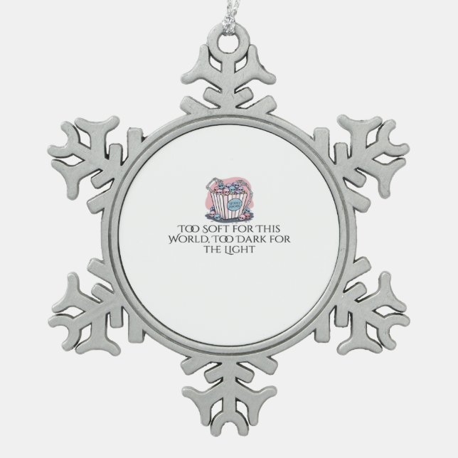 Whimsigoth Ink – Mystical Forests, Moons & Magic E Snowflake Pewter Christmas Ornament (Front)