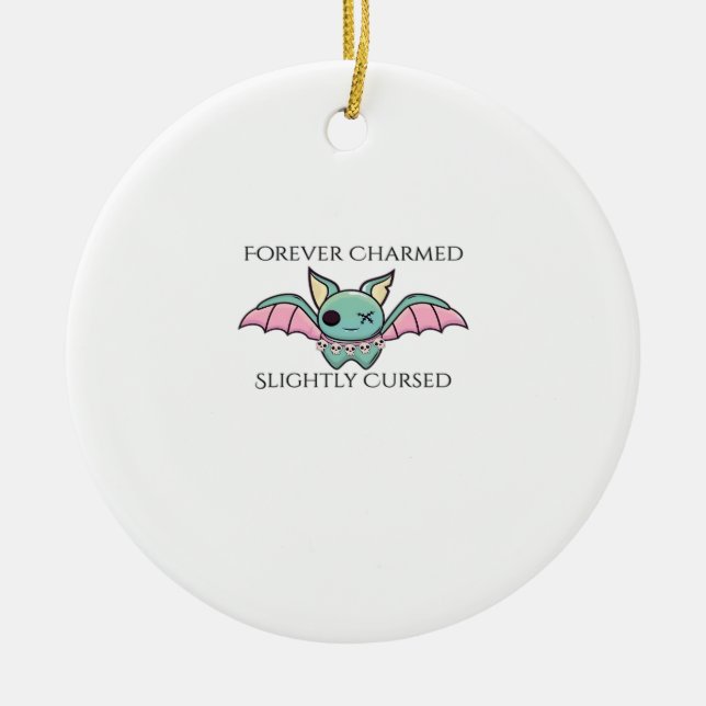 Whimsigoth Ink – Mystical Forests, Moons & Magic F Ceramic Ornament (Front)