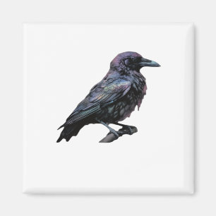 Whimsigoth Moody Floral Grungy Corvus, Raven, Crow Magnet