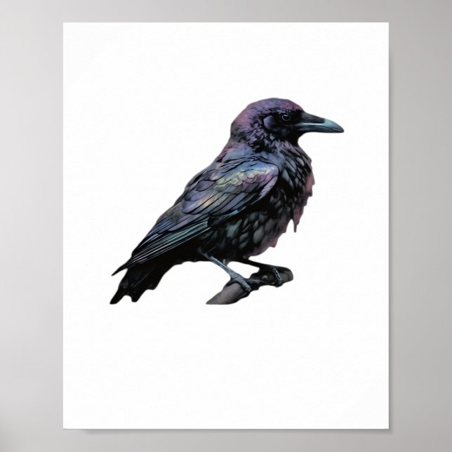 Whimsigoth Moody Floral Grungy Corvus, Raven, Crow Poster (Front)