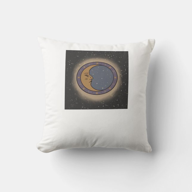 Whimsigoth Moon Print Throw Pillow (Front)