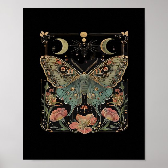 Whimsigoth Moth Shirt, Botanical Butterfly T Shirt Poster (Front)