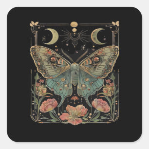 Whimsigoth Moth Shirt, Botanical Butterfly T Shirt Square Sticker