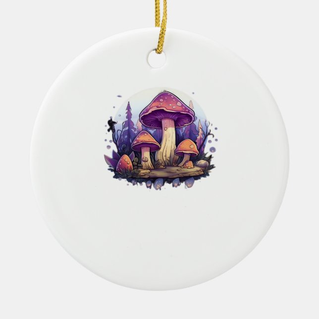 Whimsigoth Mushrooms And Crystals Classic Ceramic Ornament (Front)