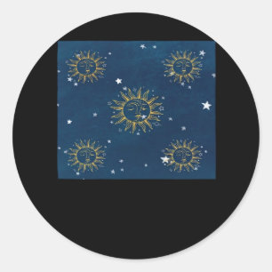 Whimsigoth Night Sky Sun Moon Witchy Classic Desig Classic Round Sticker