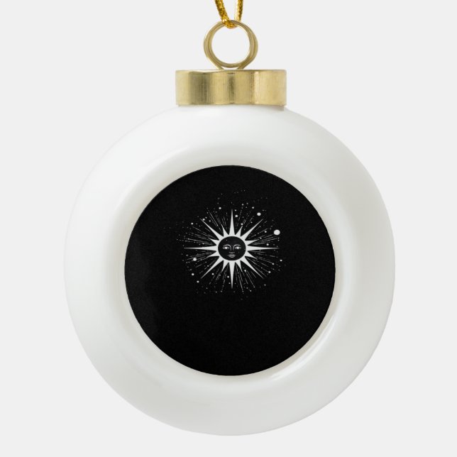 Whimsigoth Night Sky Sun Moon Witchy Classic Hallo Ceramic Ball Christmas Ornament (Front)