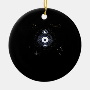 Whimsigoth Night Sky Sun Moon Witchy Classic Vinta Ceramic Ornament