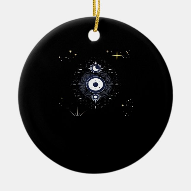 Whimsigoth Night Sky Sun Moon Witchy Classic Vinta Ceramic Ornament (Front)