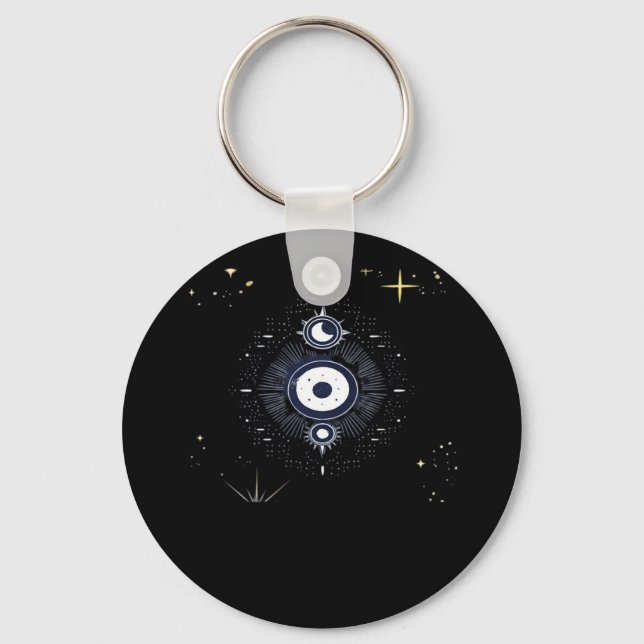 Whimsigoth Night Sky Sun Moon Witchy Classic Vinta Keychain (Front)