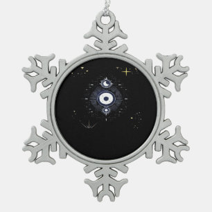 Whimsigoth Night Sky Sun Moon Witchy Classic Vinta Snowflake Pewter Christmas Ornament