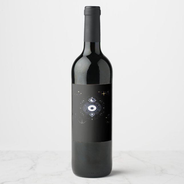 Whimsigoth Night Sky Sun Moon Witchy Classic Vinta Wine Label (Front)
