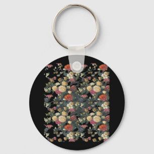 Whimsigoth Old Victorian Floral Oil Painting Class Keychain