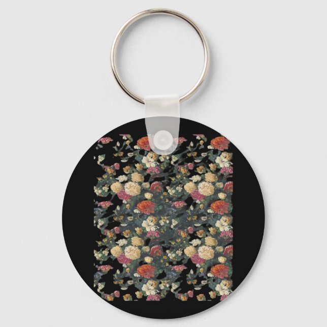 Whimsigoth Old Victorian Floral Oil Painting Class Keychain (Front)
