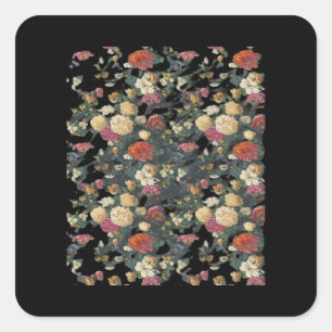 Whimsigoth Old Victorian Floral Oil Painting Class Square Sticker
