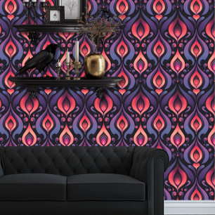 Whimsigoth Ombre Peacock Feather and Hearts  Wallpaper