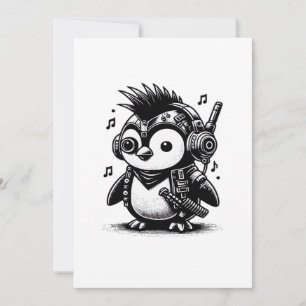 Whimsigoth Punkrock Weirdcore Penguin Vintage Art Holiday Card