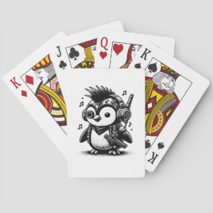 Whimsigoth Punkrock Weirdcore Penguin Vintage Art  Playing Cards