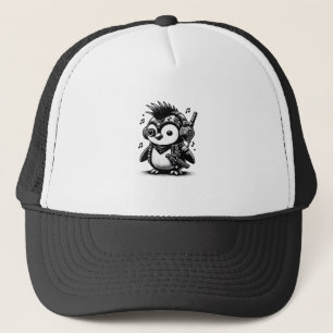 Whimsigoth Punkrock Weirdcore Penguin Vintage Art Trucker Hat